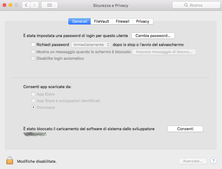 Problema con permessi di sicurezza estensioni kernel in macOS 10.13.4